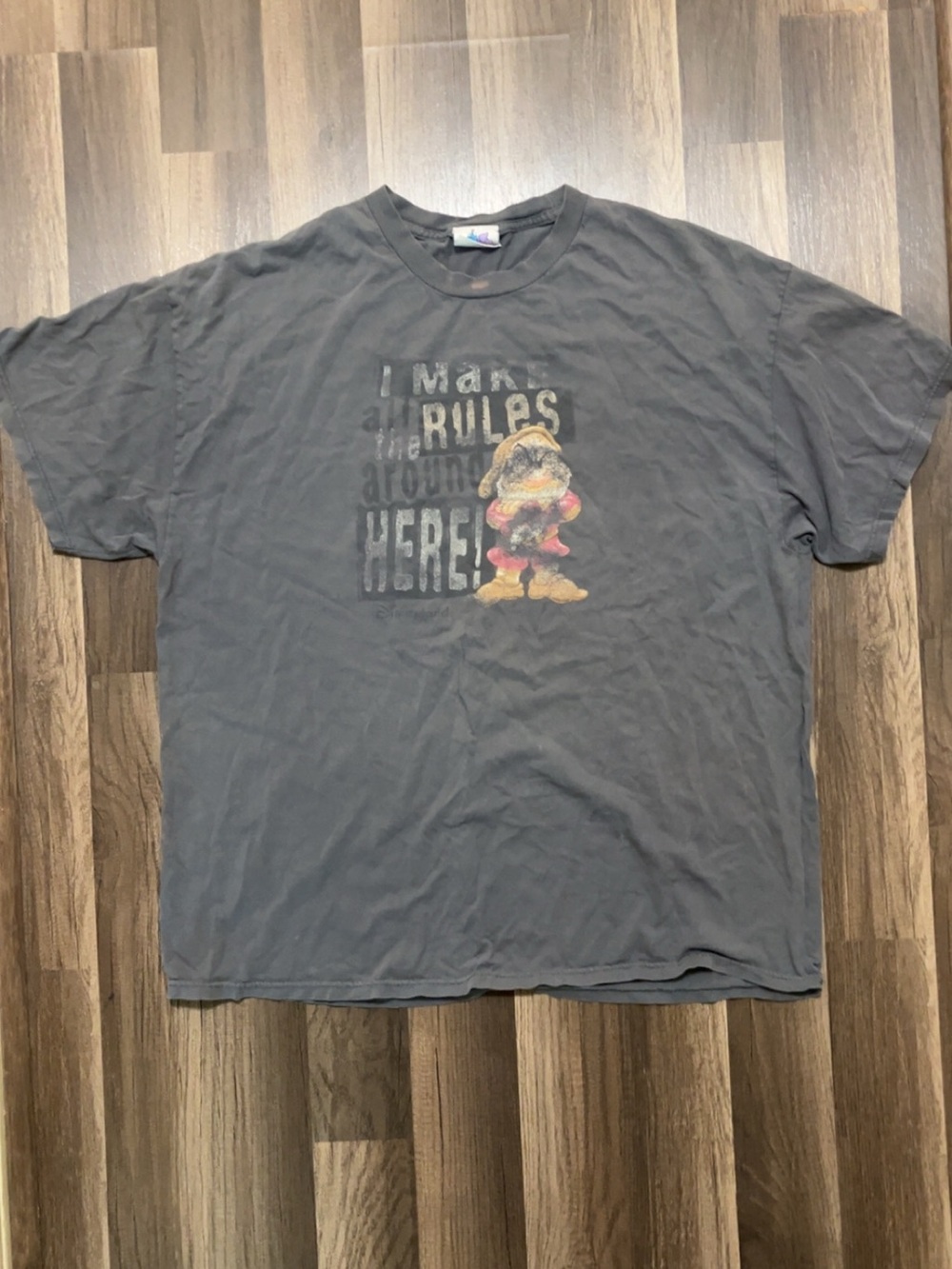 Vintage 90s DISNEYLAND Grumpy Dwarf Snow White Mens XXL Gray Shirt